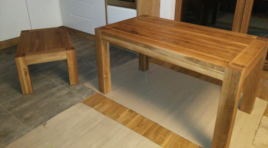 Komplet drewniany stół i stolik kawowy