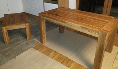 Stół i stolik drewniany, dębowy